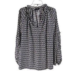 NWT LANE BRYANT Ruffled Sleeve Blouse Black Purple Size 22/24 FLAWED